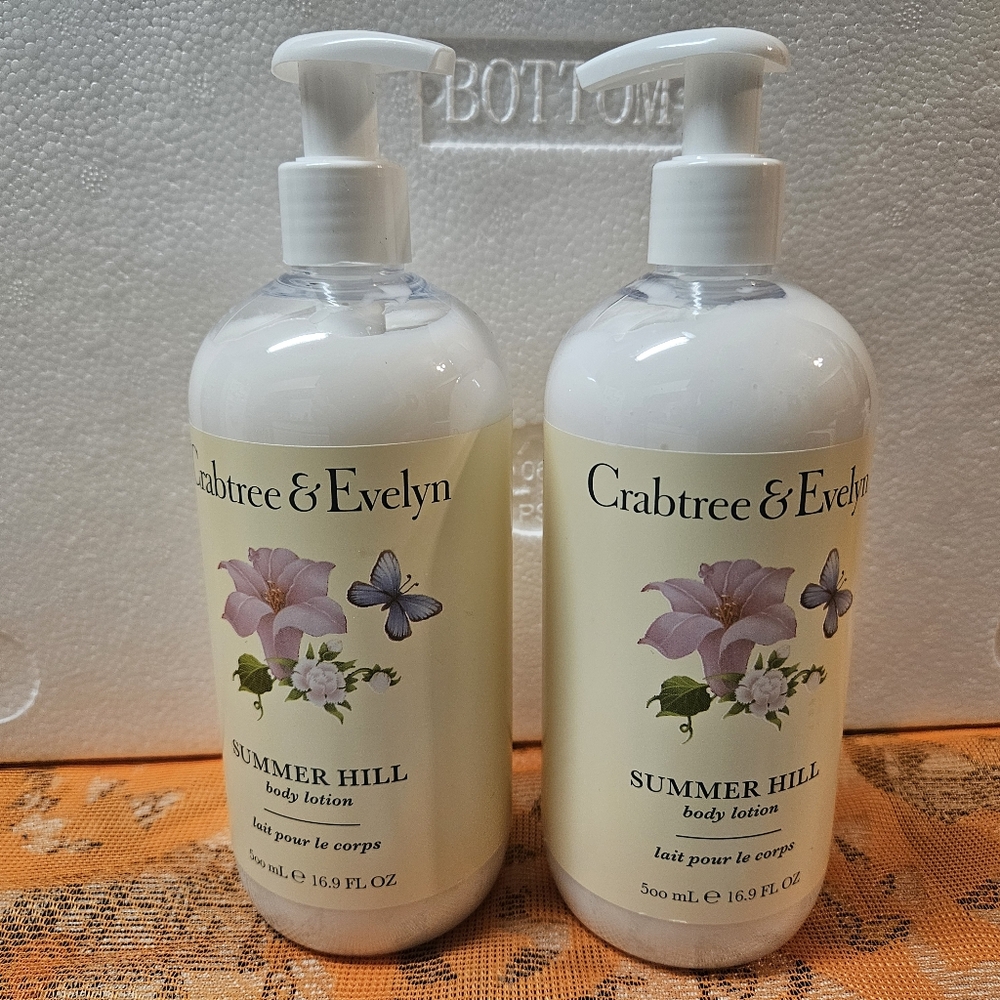Crabtree & Evelyn Summer Hill Body Lotion w/ Pump 500ml 16.9 Fl Oz - Lot Of 2